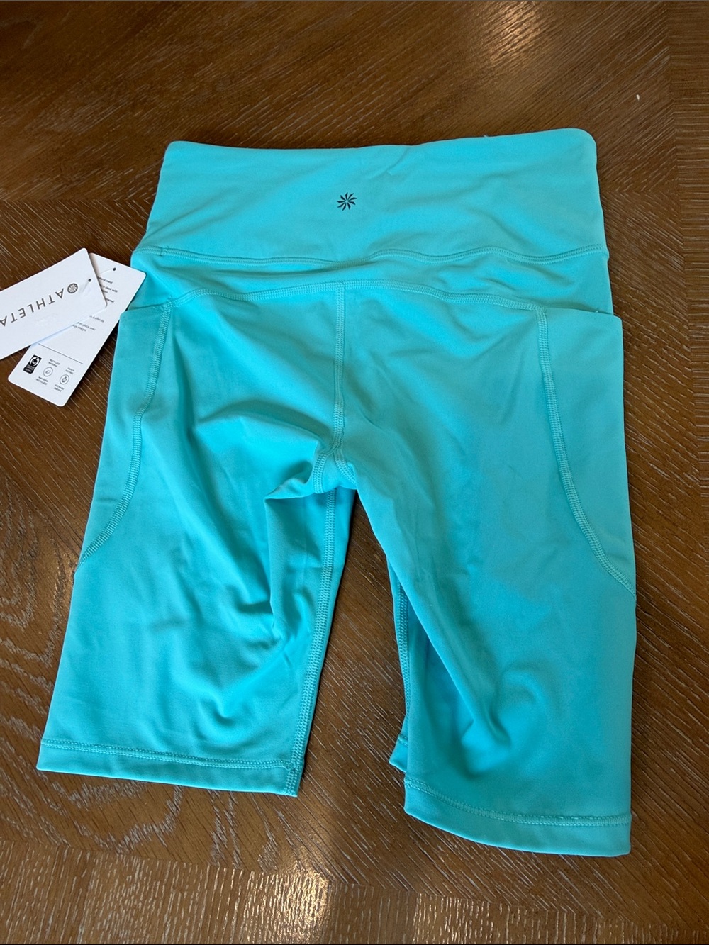 Athleta Bright Turquoise Mid-Rise Bike Shorts - Picture 8 of 8